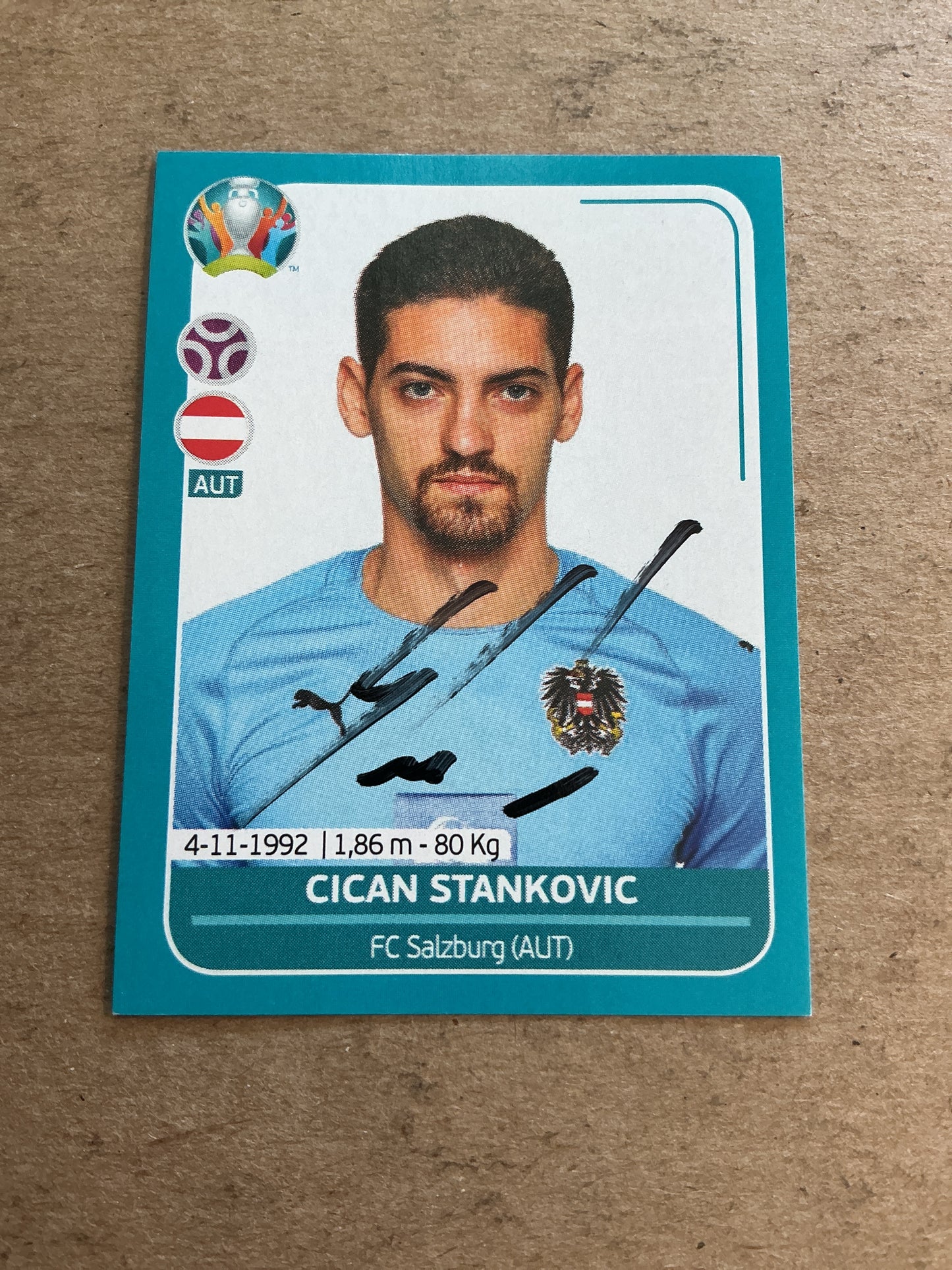 Cican Stankovic, Austria 🇦🇹 UEFA Euro 2020 Panini hand signed