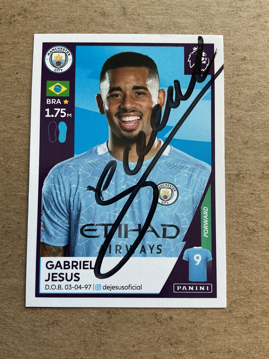 Gabriel Jesus, Brazil 🇧🇷 Manchester City 2021 Panini hand signed