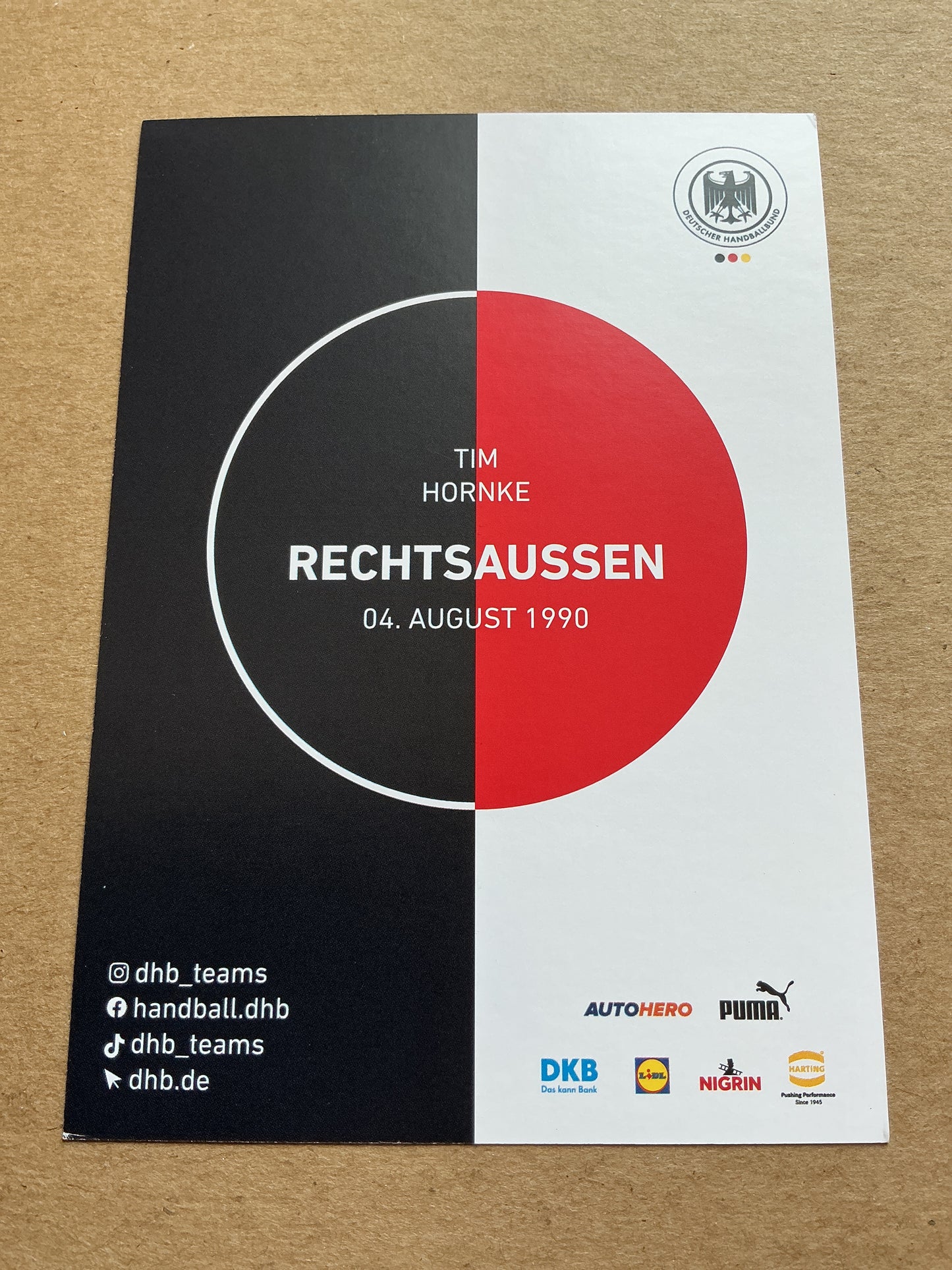 Tim Hornke, Germany 🇩🇪 Handball Summer Olympics 2024 hand signed