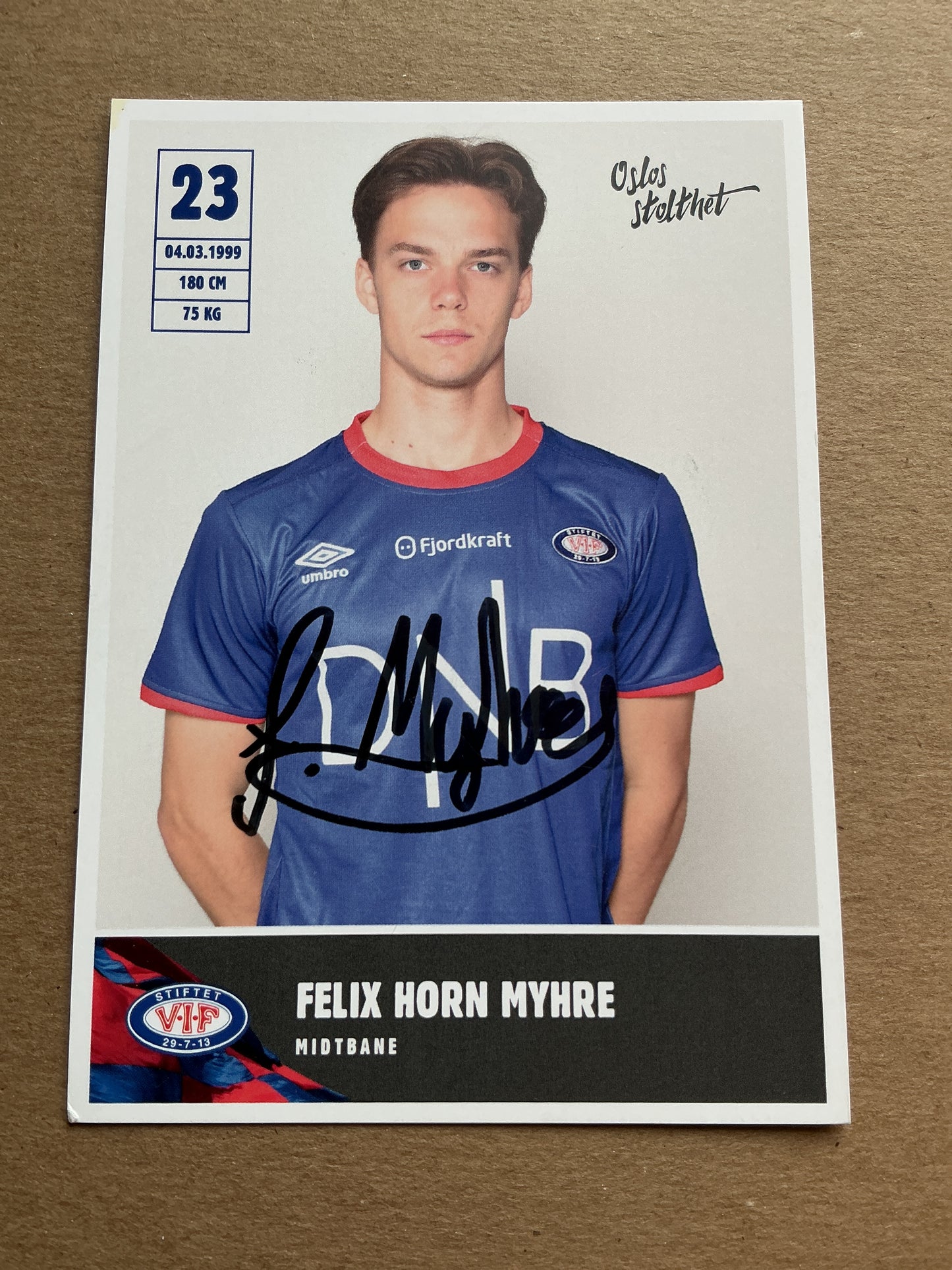 Felix Horn Myhre, Norway 🇳🇴 Vålerenga IF 2019/20 hand signed