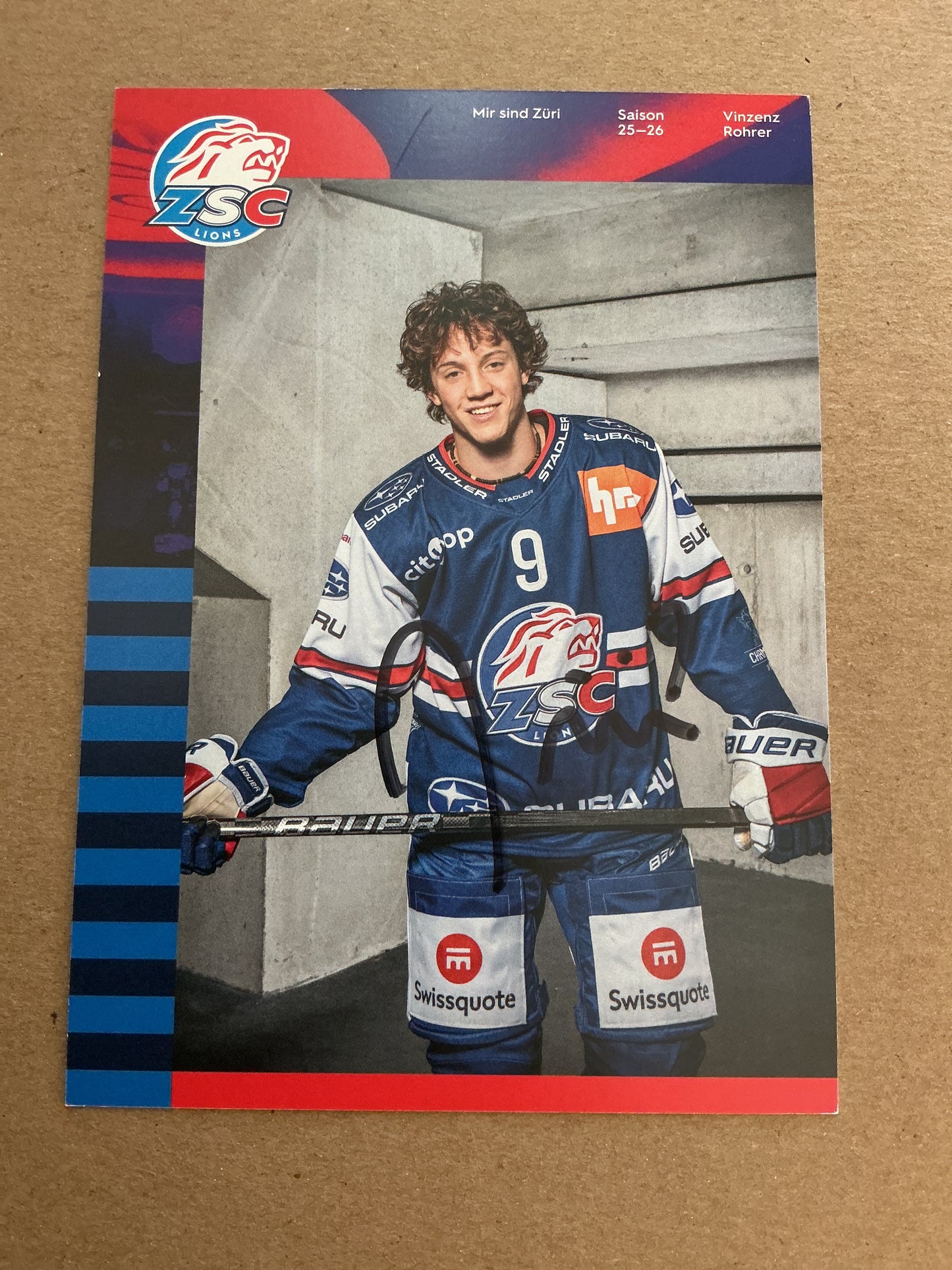 Vinzenz Rohrer, Austria 🇦🇹 ZSC Lions 2025/26 hand signed