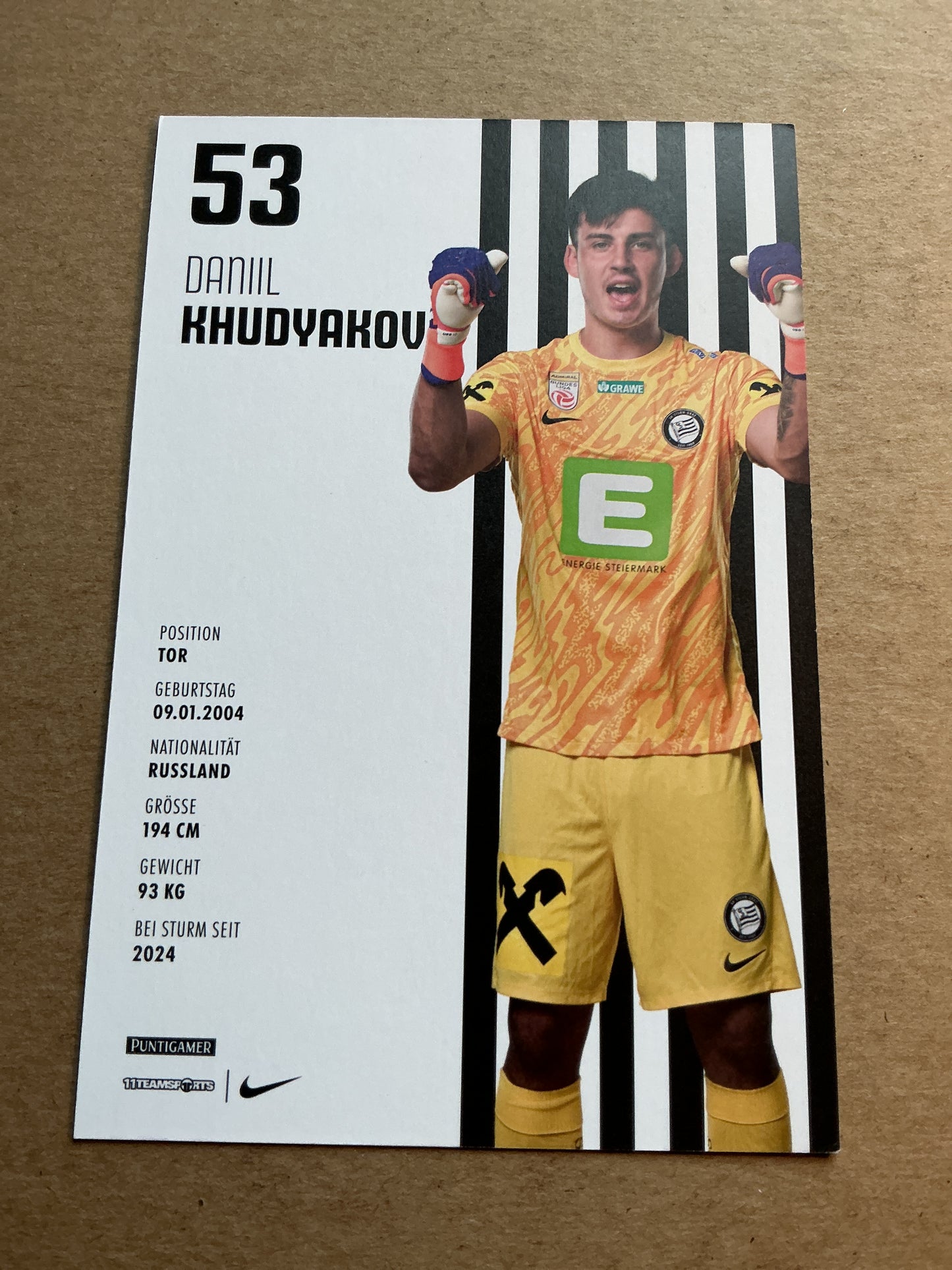 Daniil Khudyakov, Russia 🇷🇺 SK Sturm Graz 2024/25 hand signed