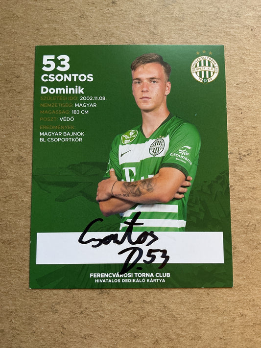 Dominik Csontos, Hungary 🇭🇺 Ferencváros 2020/21 hand signed