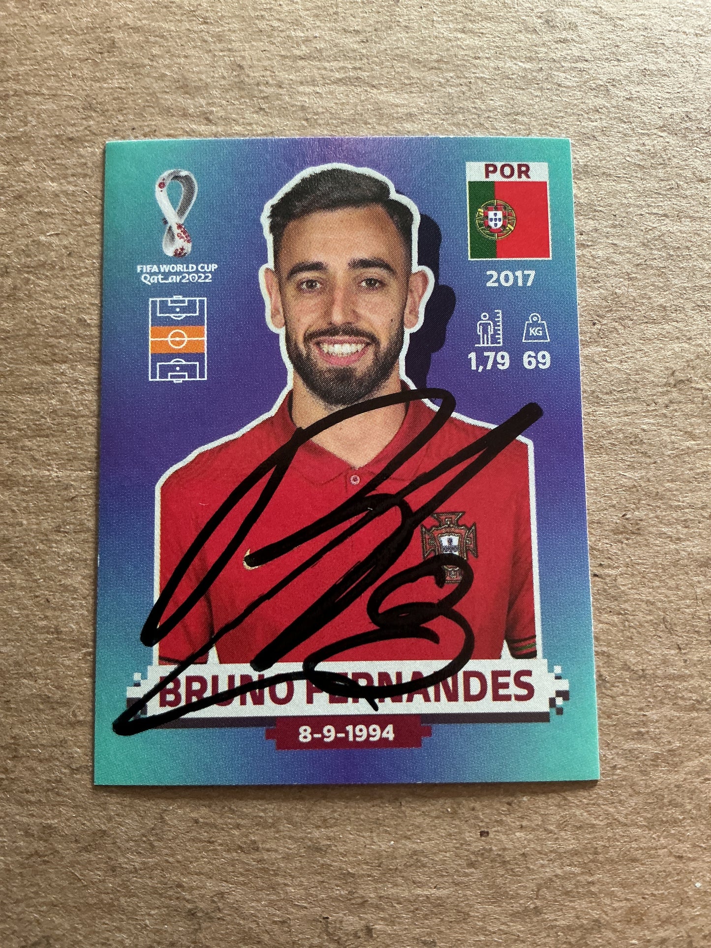 Bruno Fernandes, Portugal 🇵🇹 FIFA World Cup 2022 Panini hand signed