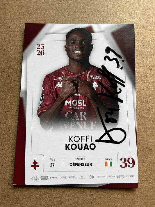 Koffi Kouao, Ivory Coast 🇨🇮 FC Metz 2025/26 hand signed