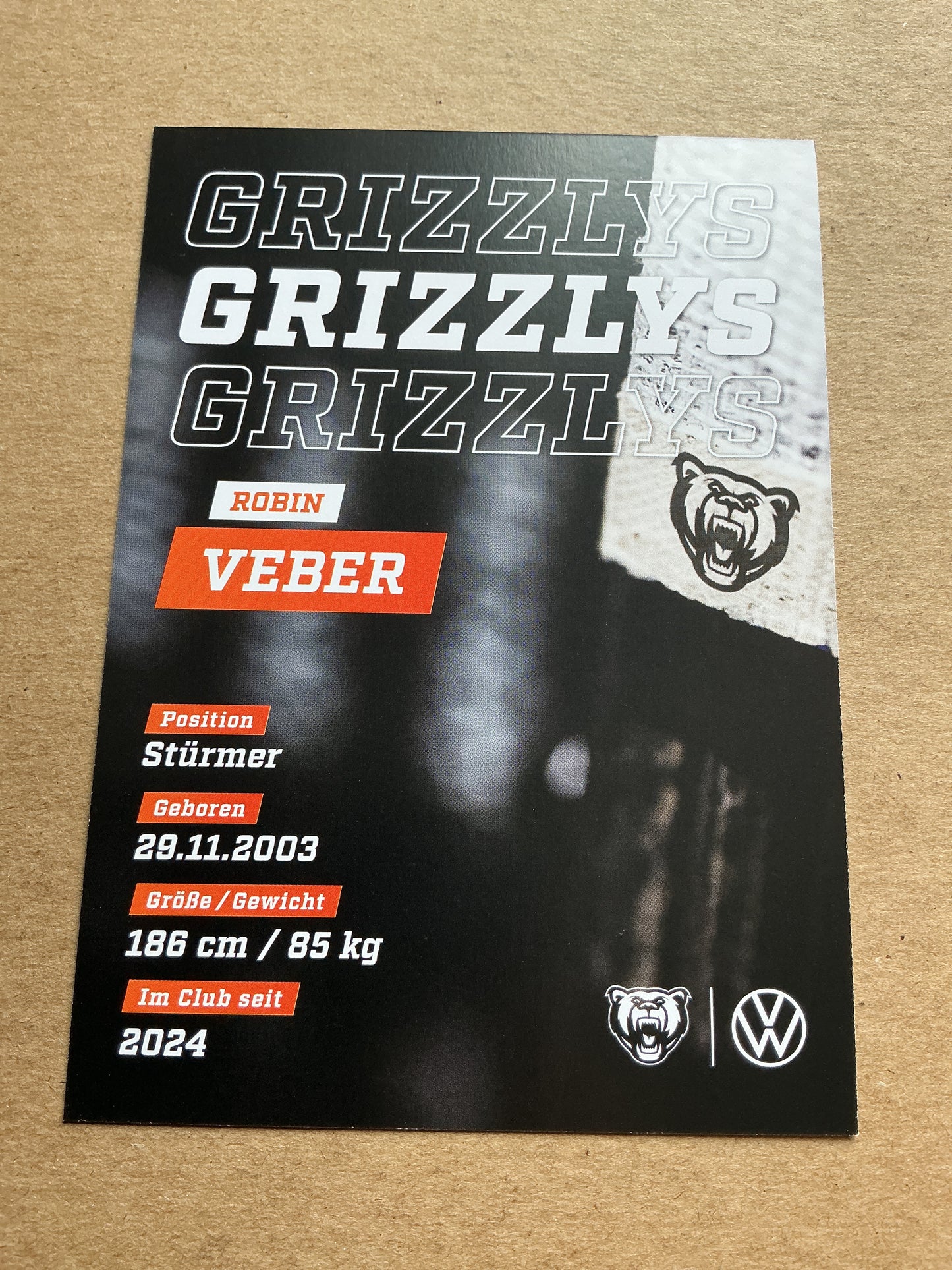 Robin Veber, Germany 🇩🇪 Grizzlys Wolfsburg 2024/25 hand signed