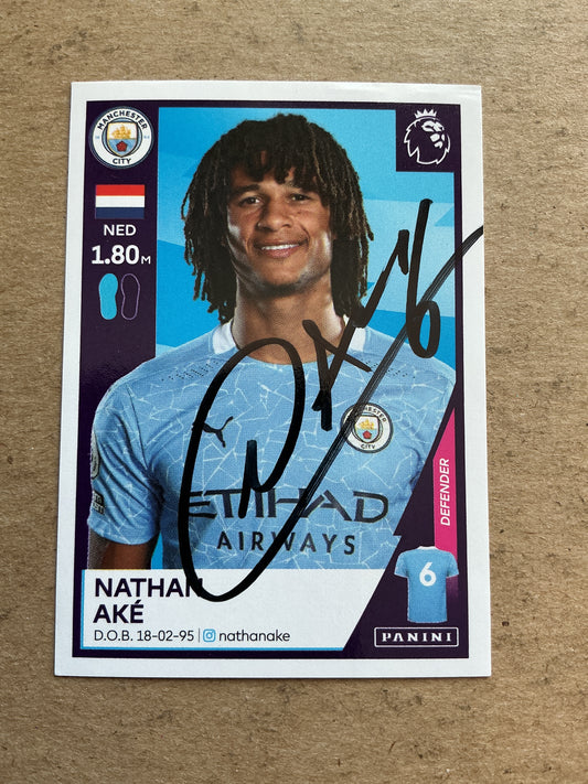 Nathan Aké, Netherlands 🇳🇱 Manchester City 2021 Panini hand signed