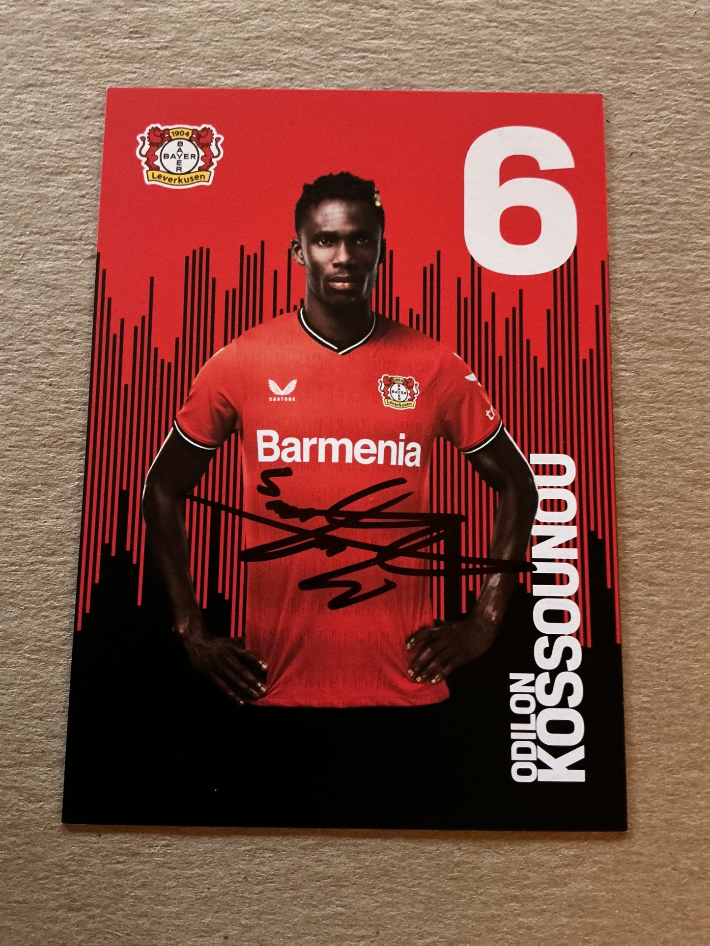 Odilon Kossounou, Ivory Coast 🇨🇮 Bayer 04 Leverkusen 2022/23 hand signed