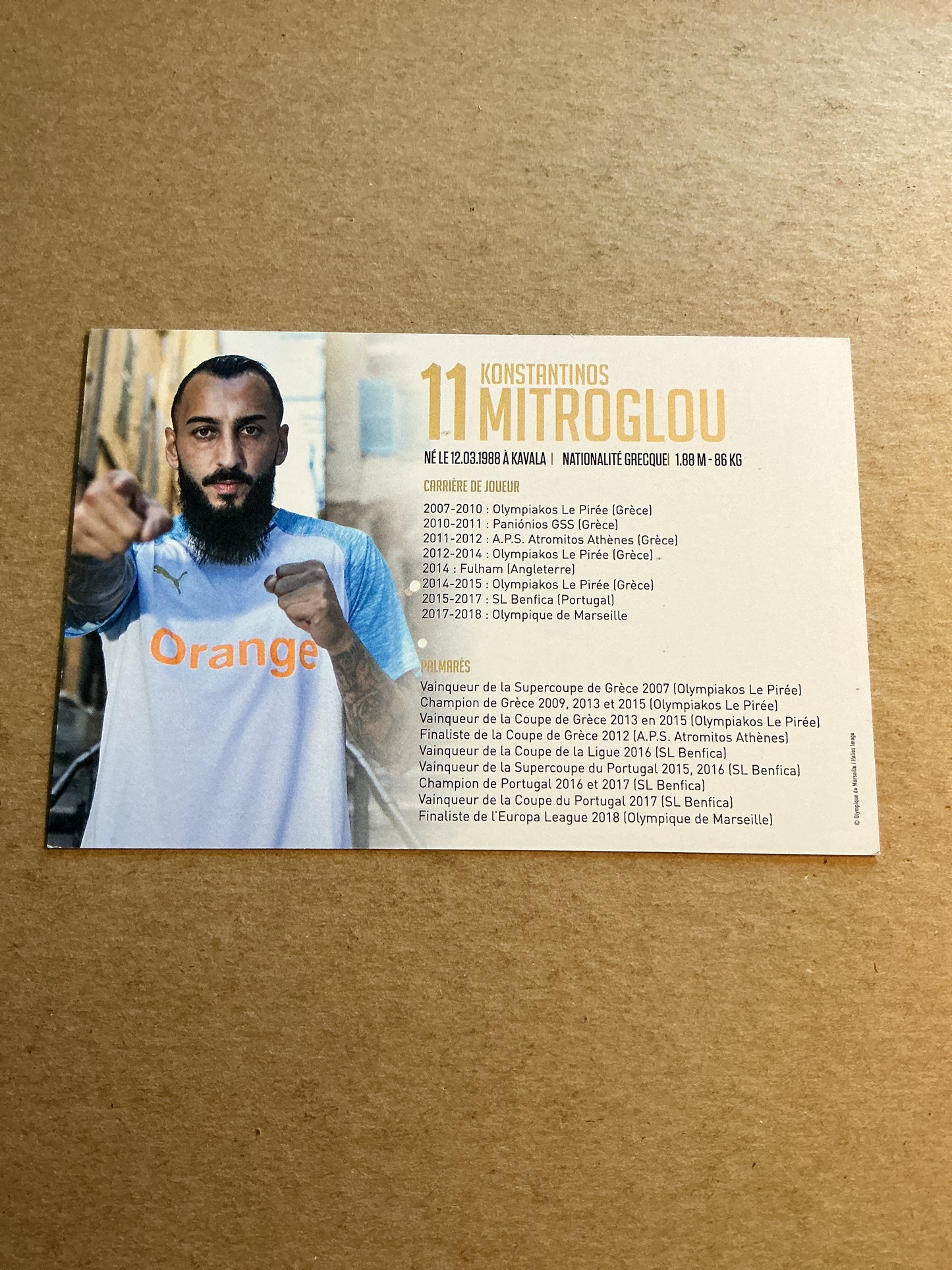 Kostas Mitroglu, Greece 🇬🇷 Olympique Marseille 2018/19 hand signed