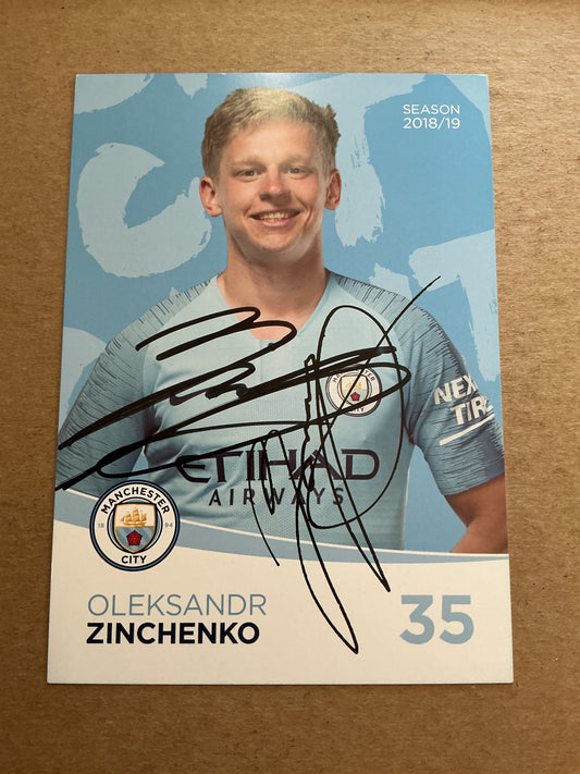 Oleksandr Zinchenko, Ukraine 🇺🇦 Manchester City 2018/19 hand signed