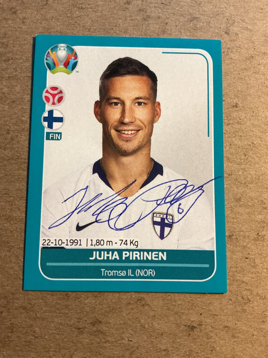 Juha Pirinen, Finland 🇫🇮 UEFA Euro 2020 Panini hand signed