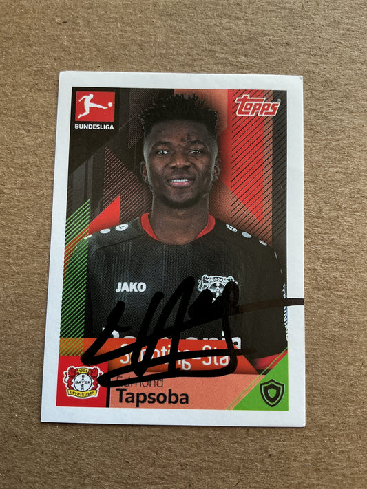 Edmond Tapsoba, Burkina Faso 🇧🇫 Bayer 04 Leverkusen 2020/21 Topps hand signed