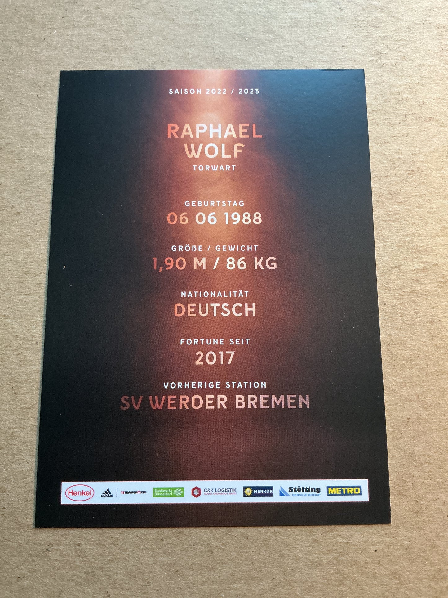 Raphael Wolf, Germany 🇩🇪 Fortuna Düsseldorf 2022/23 hand signed