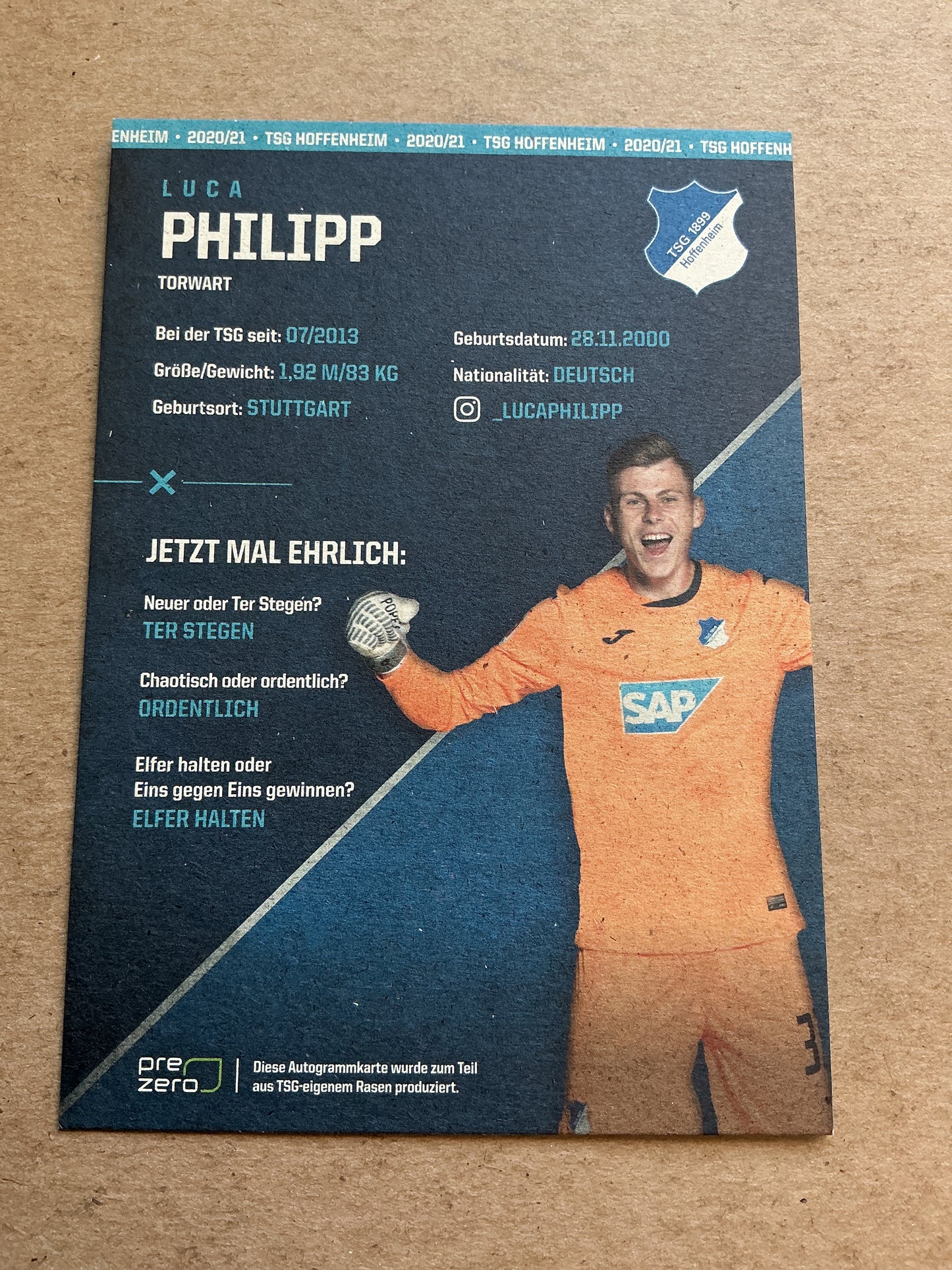 Luca Philipp, Germany 🇩🇪 TSG 1899 Hoffenheim 2020/21 hand signed