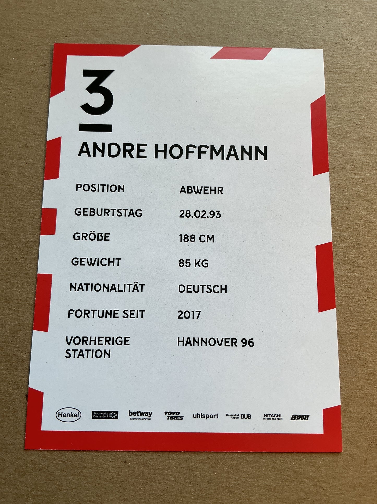 Andre Hoffmann, Germany 🇩🇪 Fortuna Düsseldorf 2019/20 hand signed