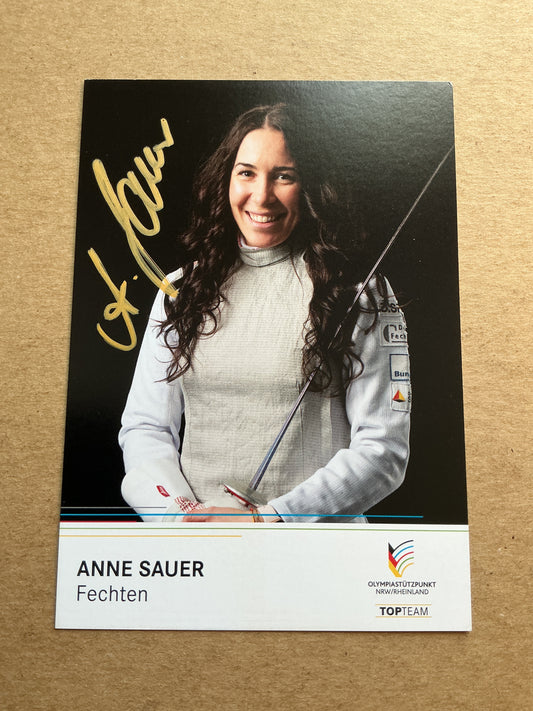 Anne Sauer, Germany 🇩🇪 Fencing Summer Olympics 2024 hand signed