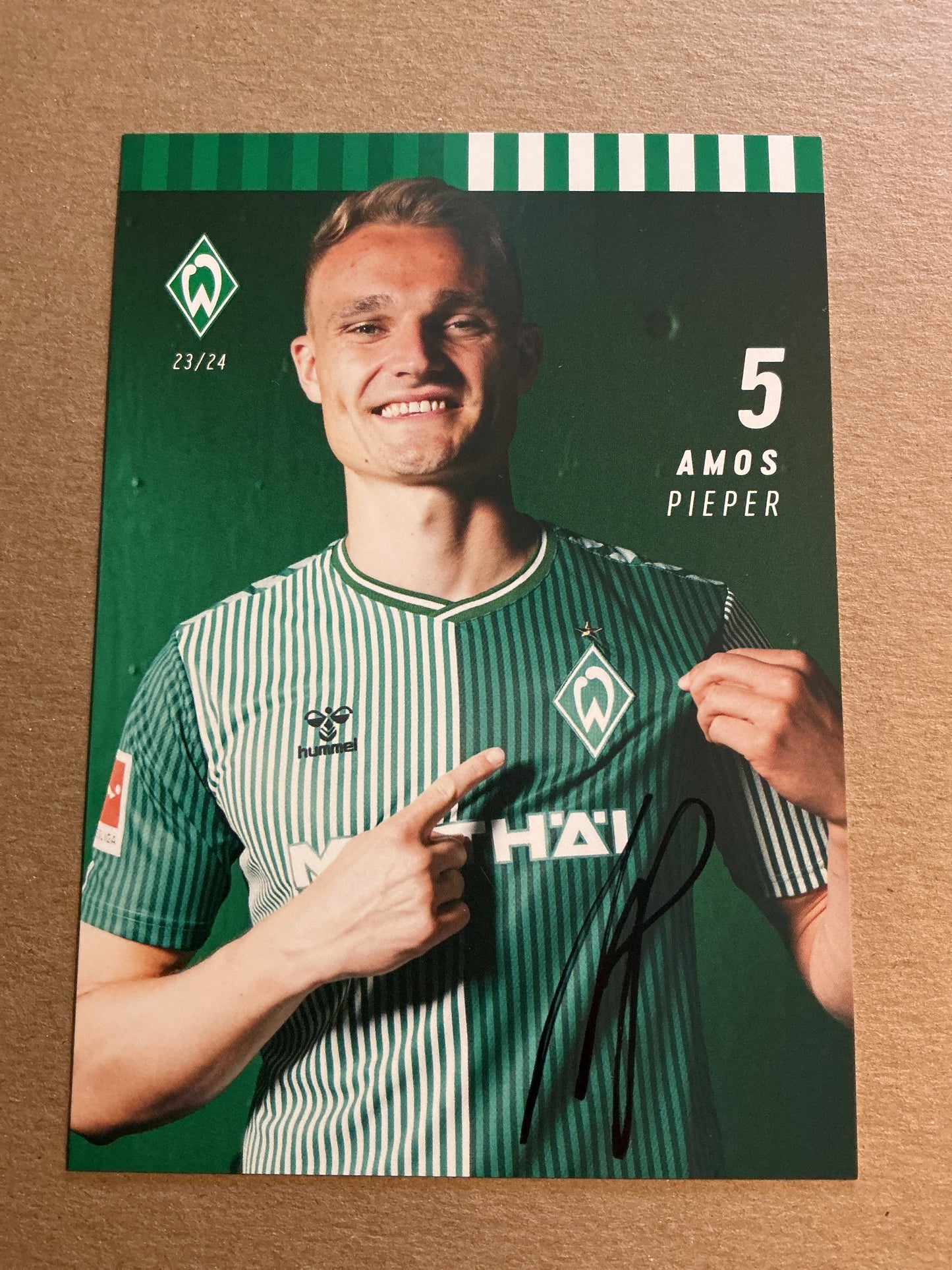 Amos Pieper, Germany 🇩🇪 SV Werder Bremen 2023/24 hand signed