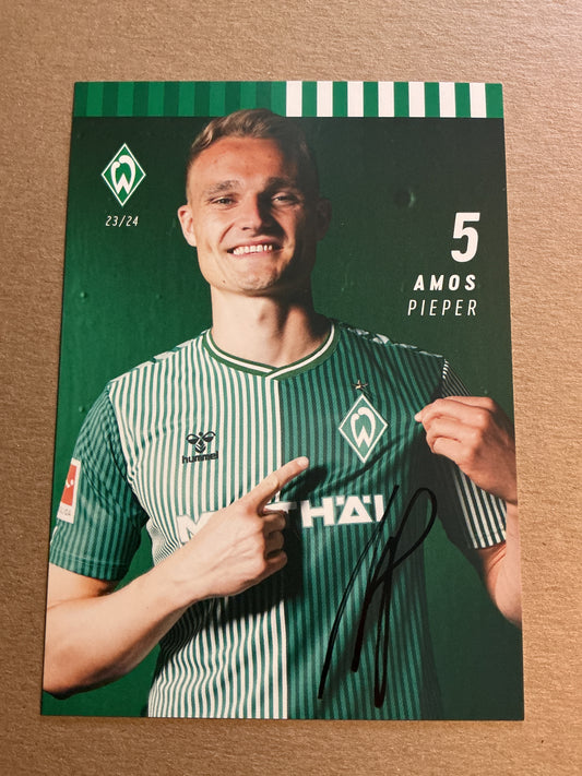 Amos Pieper, Germany 🇩🇪 SV Werder Bremen 2023/24 hand signed