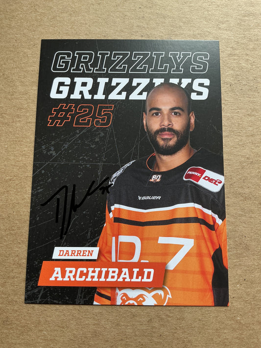 Darren Archibald, Canada 🇨🇦 Grizzlys Wolfsburg 2024/25 hand signed