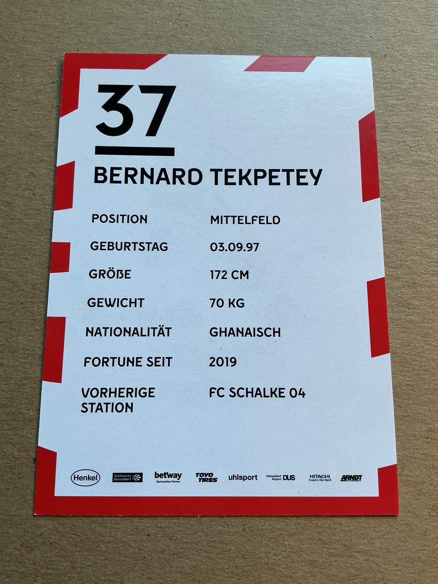 Bernard Tekpetey, Ghana 🇬🇭 Fortuna Düsseldorf 2019/20 hand signed