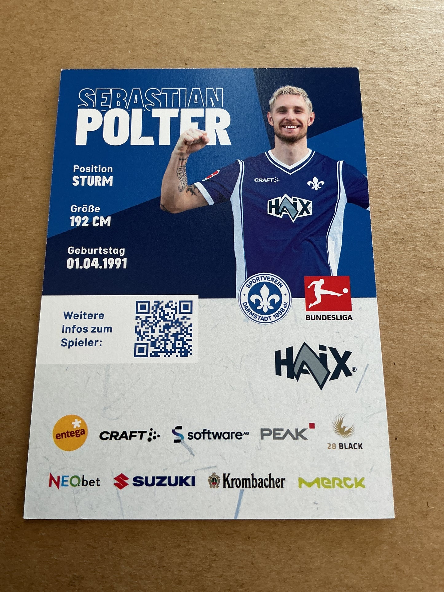Sebastian Polter, Germany 🇩🇪 SV Darmstadt 98 2023/24 hand signed