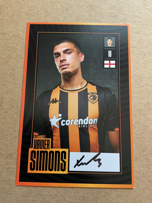 Xavier Simons, England 🏴󠁧󠁢󠁥󠁮󠁧󠁿 Hull City AFC 2023/24 hand signed