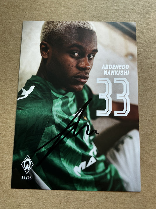 Abdenego Nankishi, Germany 🇩🇪 SV Werder Bremen 2024/25 hand signed