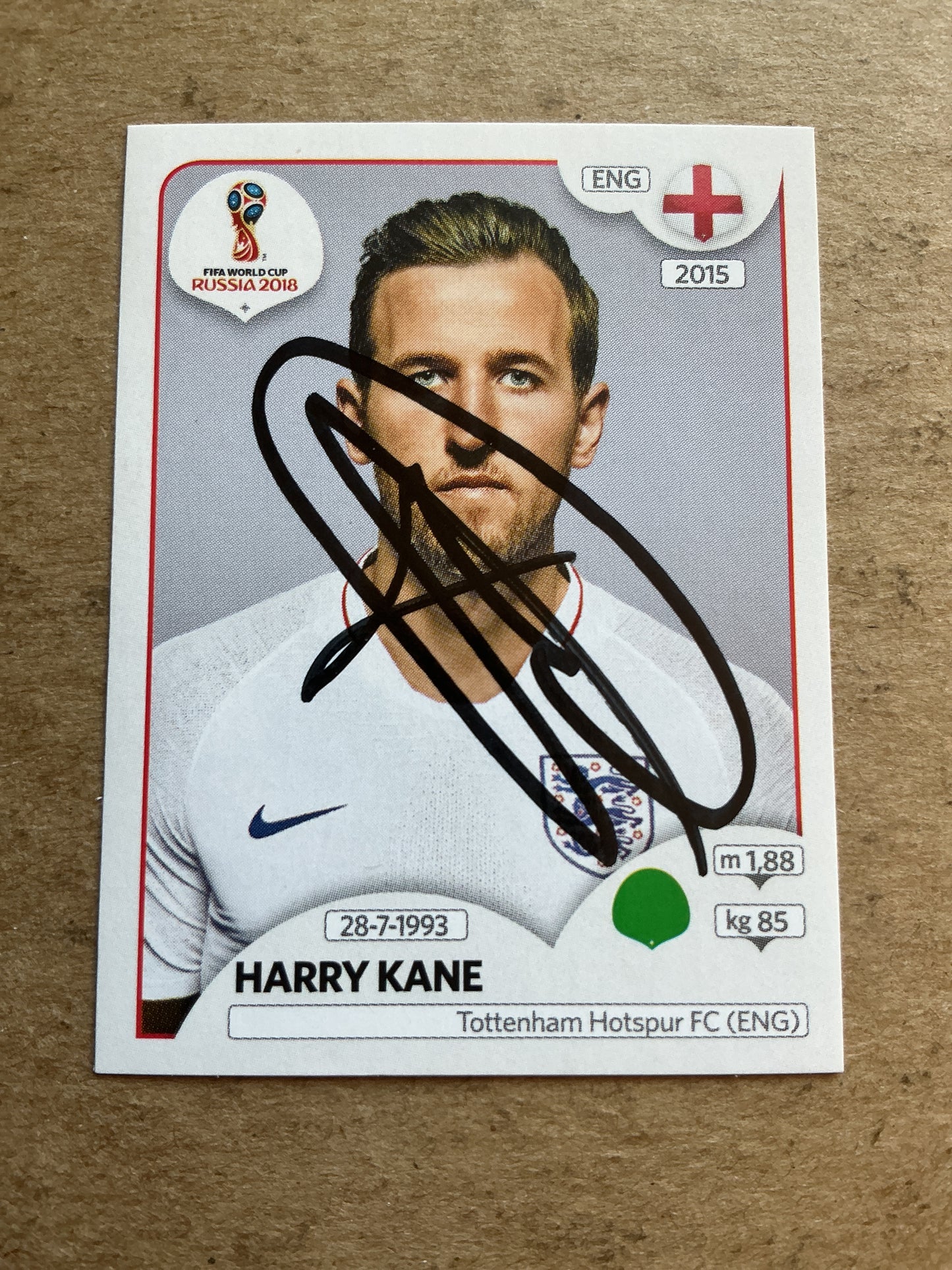 Harry Kane, England 🏴󠁧󠁢󠁥󠁮󠁧󠁿 FIFA World Cup 2018 Panini hand signed