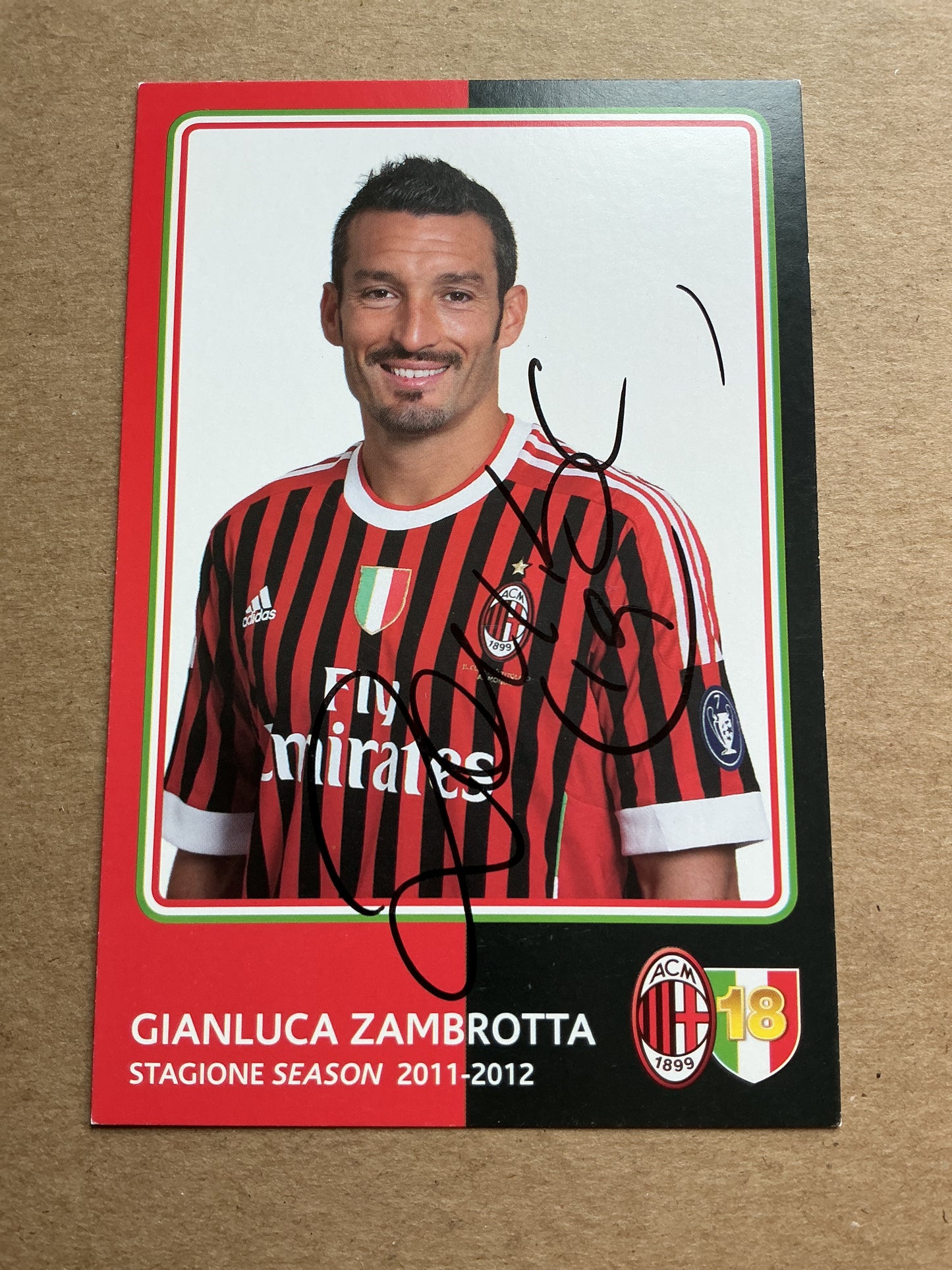 Gianluca Zambrotta, Italy 🇮🇹 AC Milan 2011/12 hand signed