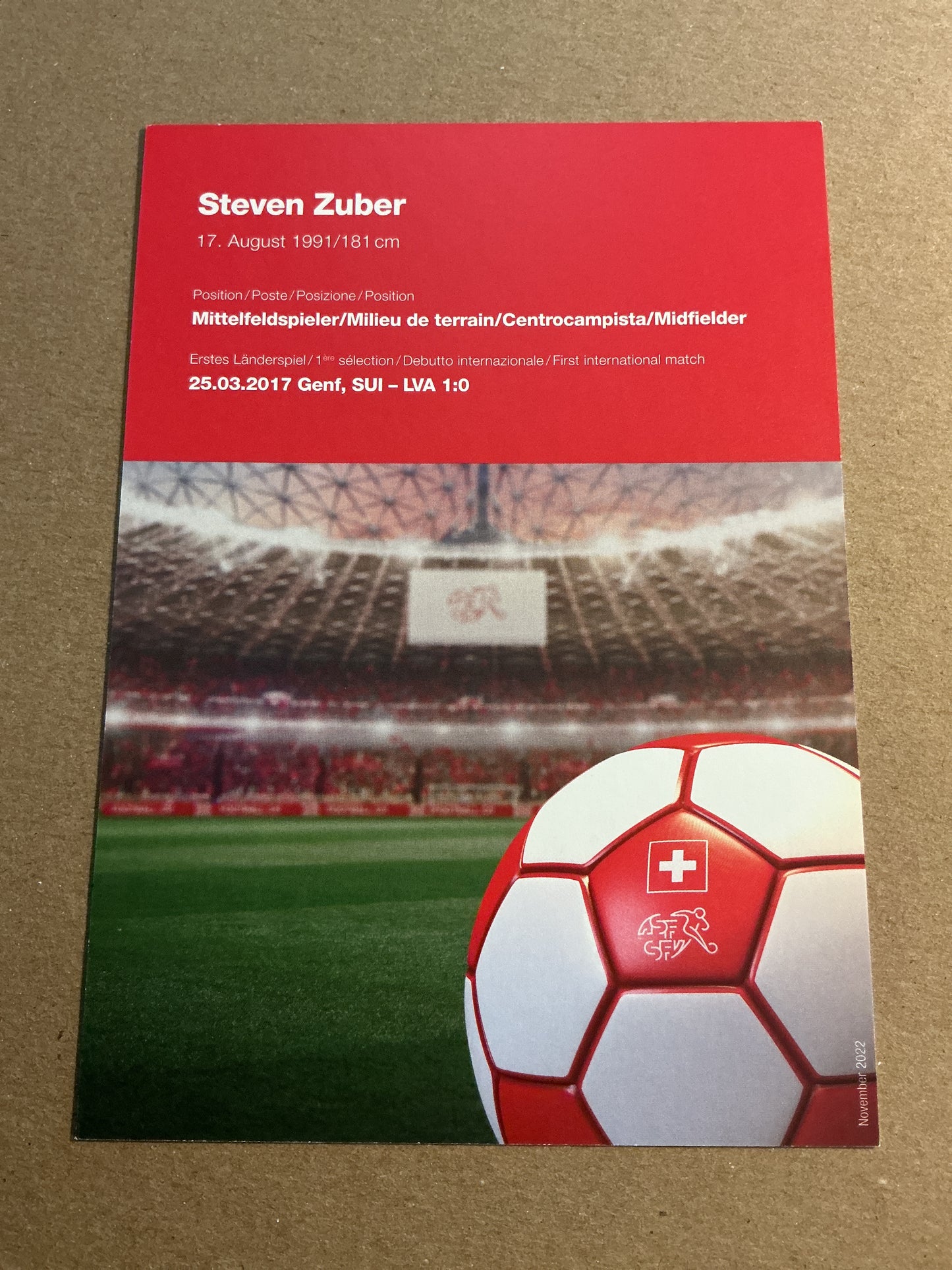 Steven Zuber, Switzerland 🇨🇭FIFA World Cup 2022  hand signed