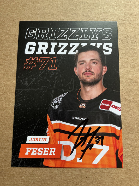 Justin Feser, Germany 🇩🇪 Grizzlys Wolfsburg 2024/25 hand signed