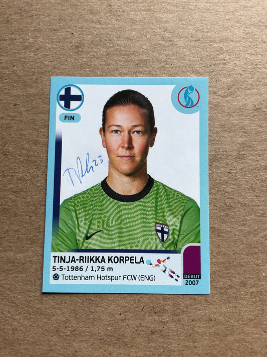 Tinja-Riika Korpela, Finland 🇫🇮 UEFA Women’s Euro Cup 2022 Panini hand signed