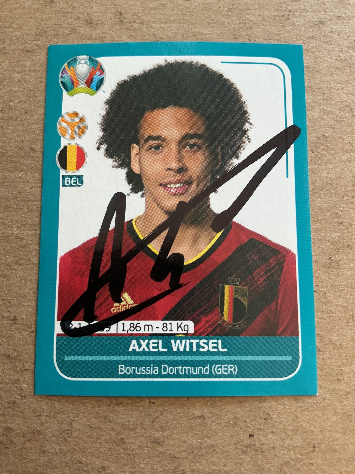 Axel Witsel, Belgium 🇧🇪 UEFA Euro 2020 Panini hand signed