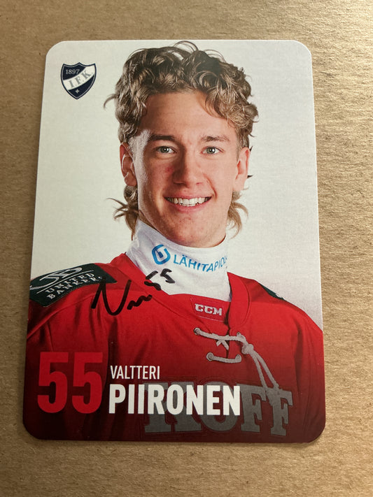 Valtteri Piironen, Finland 🇫🇮 HIFK Hockey 2024/25 hand signed