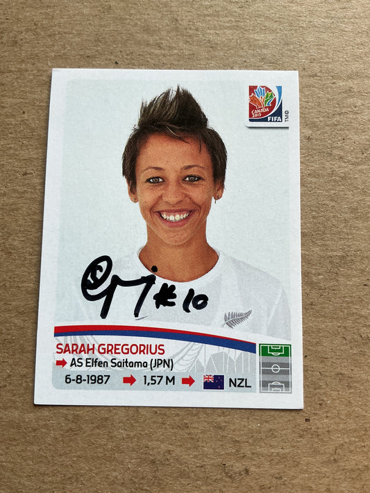 Sarah Gregorius, New Zealand 🇳🇿 FIFA Women’s World Cup 2015 Panini hand signed