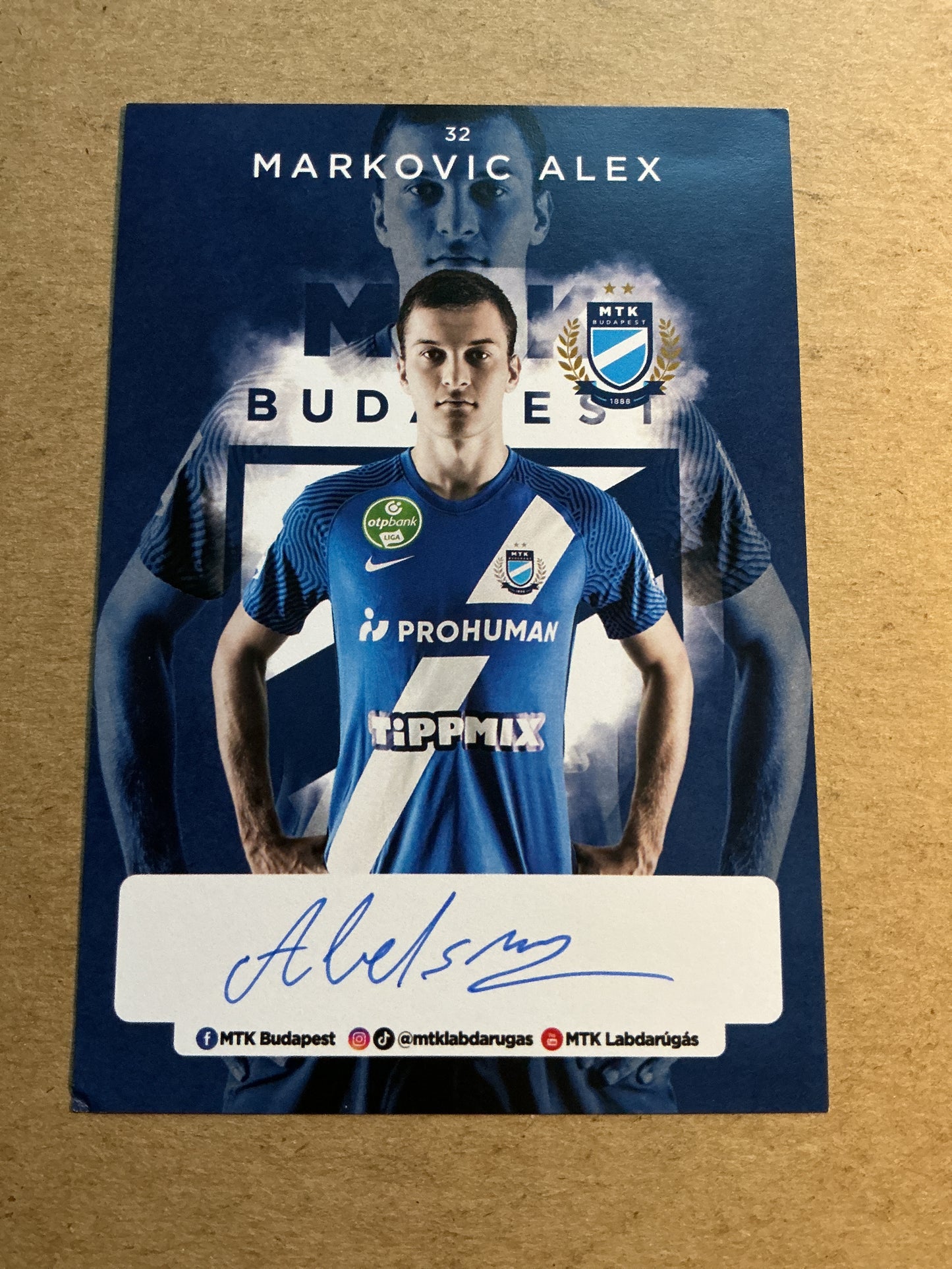 Alex Markovic, Hungary 🇭🇺 MTK Budapest 2021/22 hand signed