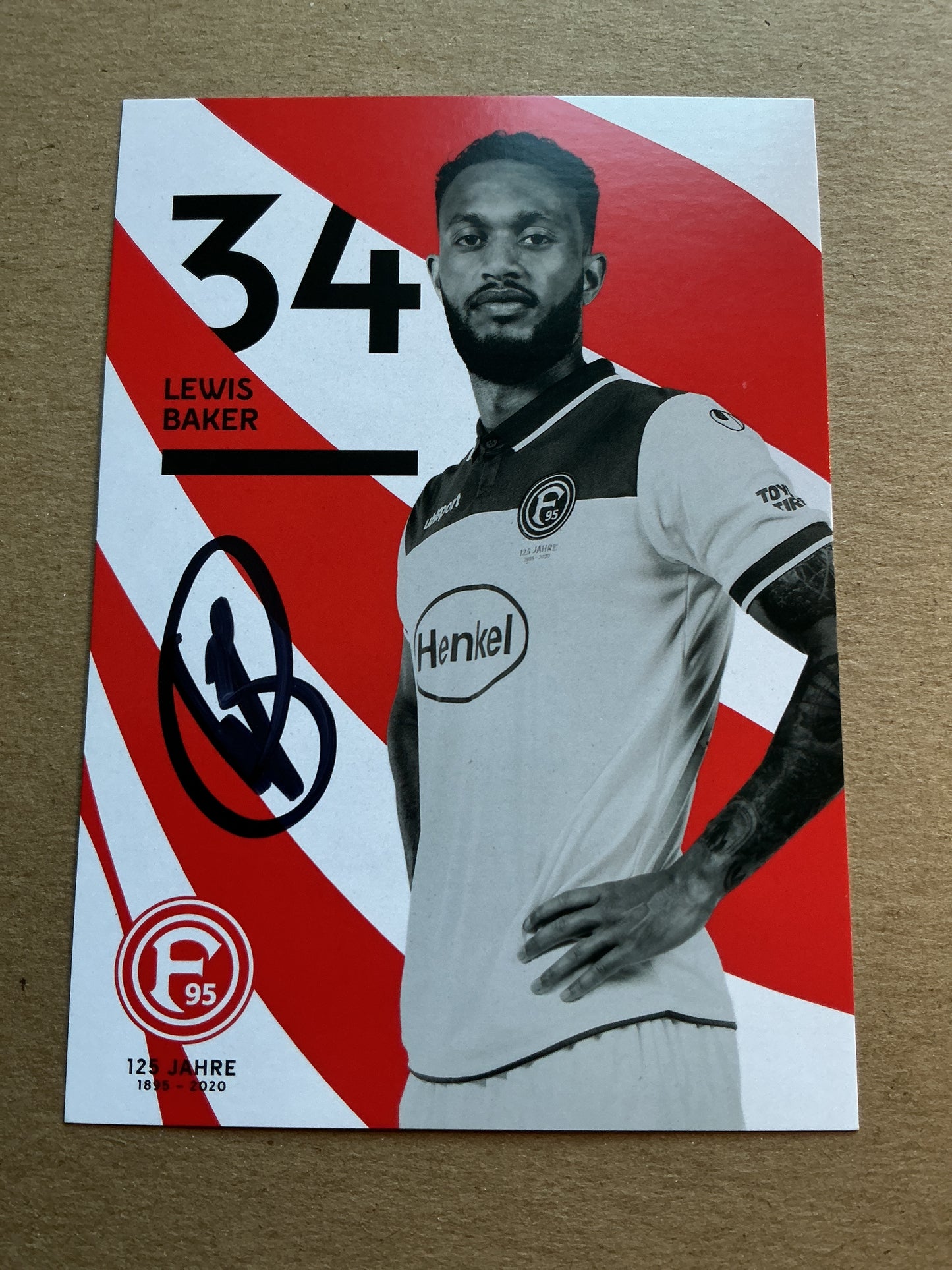 Lewis Baker, Jamaica 🇯🇲 Fortuna Düsseldorf 2019/20 hand signed