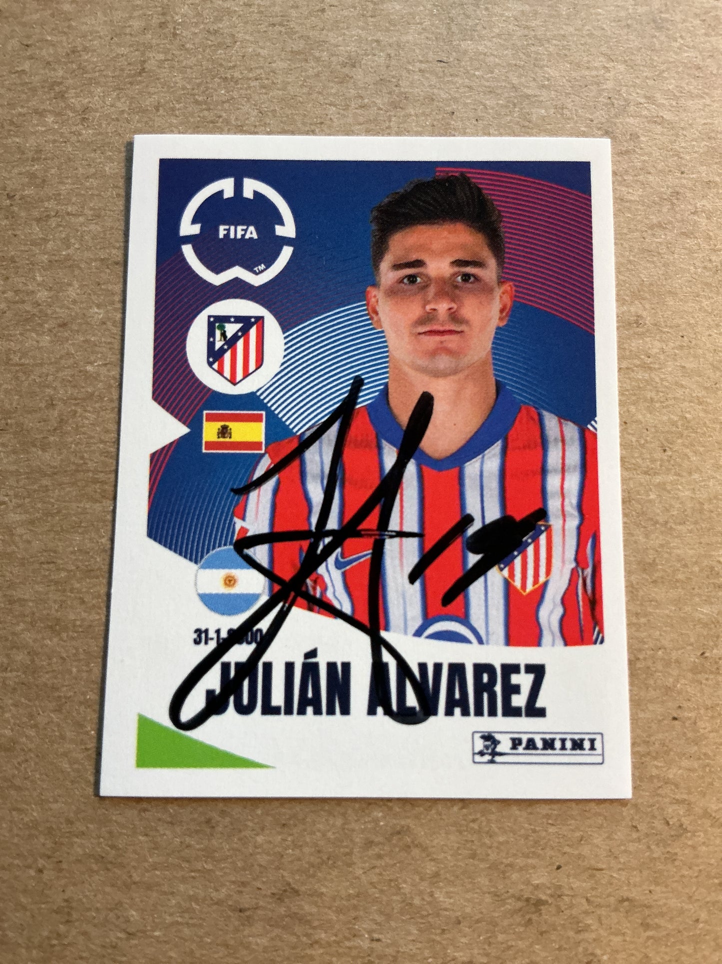 Julian Alvarez, Argentina 🇦🇷 Atletico Madrid Club World Cup 2025 Panini hand signed
