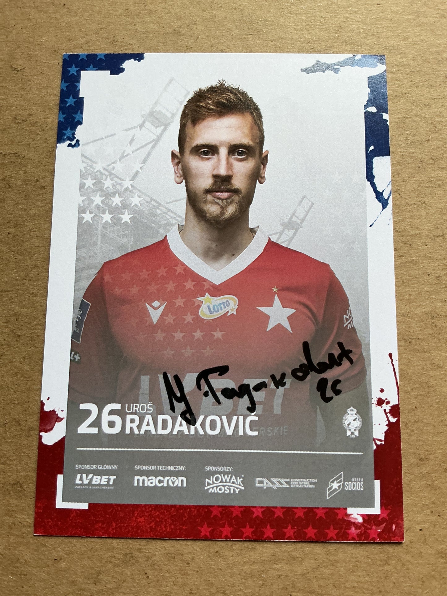 Uroš Radaković, Serbia 🇷🇸 Wisła Kraków 2020/21 hand signed