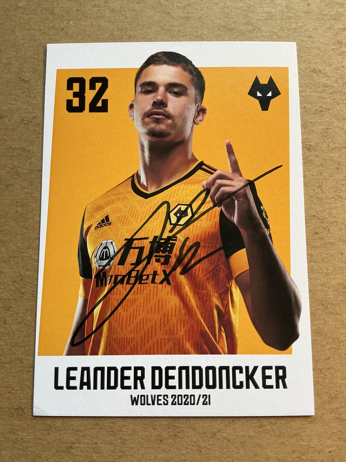 Leander Dendoncker, Belgium 🇧🇪 Wolverhampton Wanderers 2020/21 hand signed