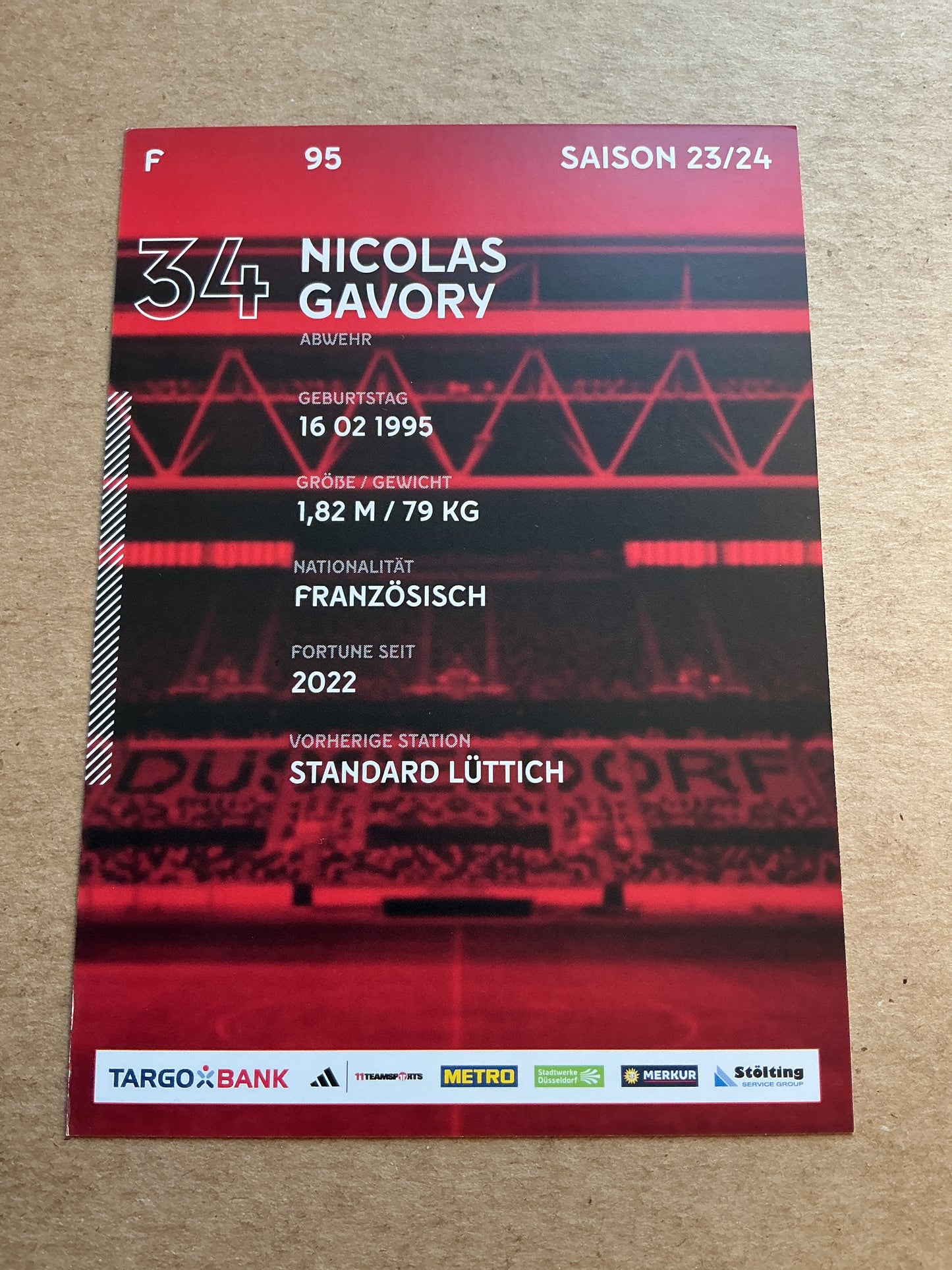Nicolas Gavory, France 🇫🇷 Fortuna Düsseldorf 2023/24 hand signed