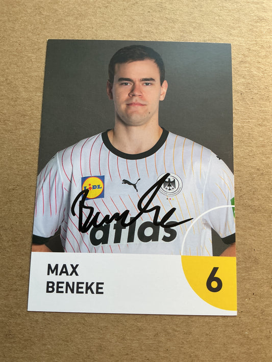 Max Beneke, Germany 🇩🇪 Handball Sports 2024 hand signed