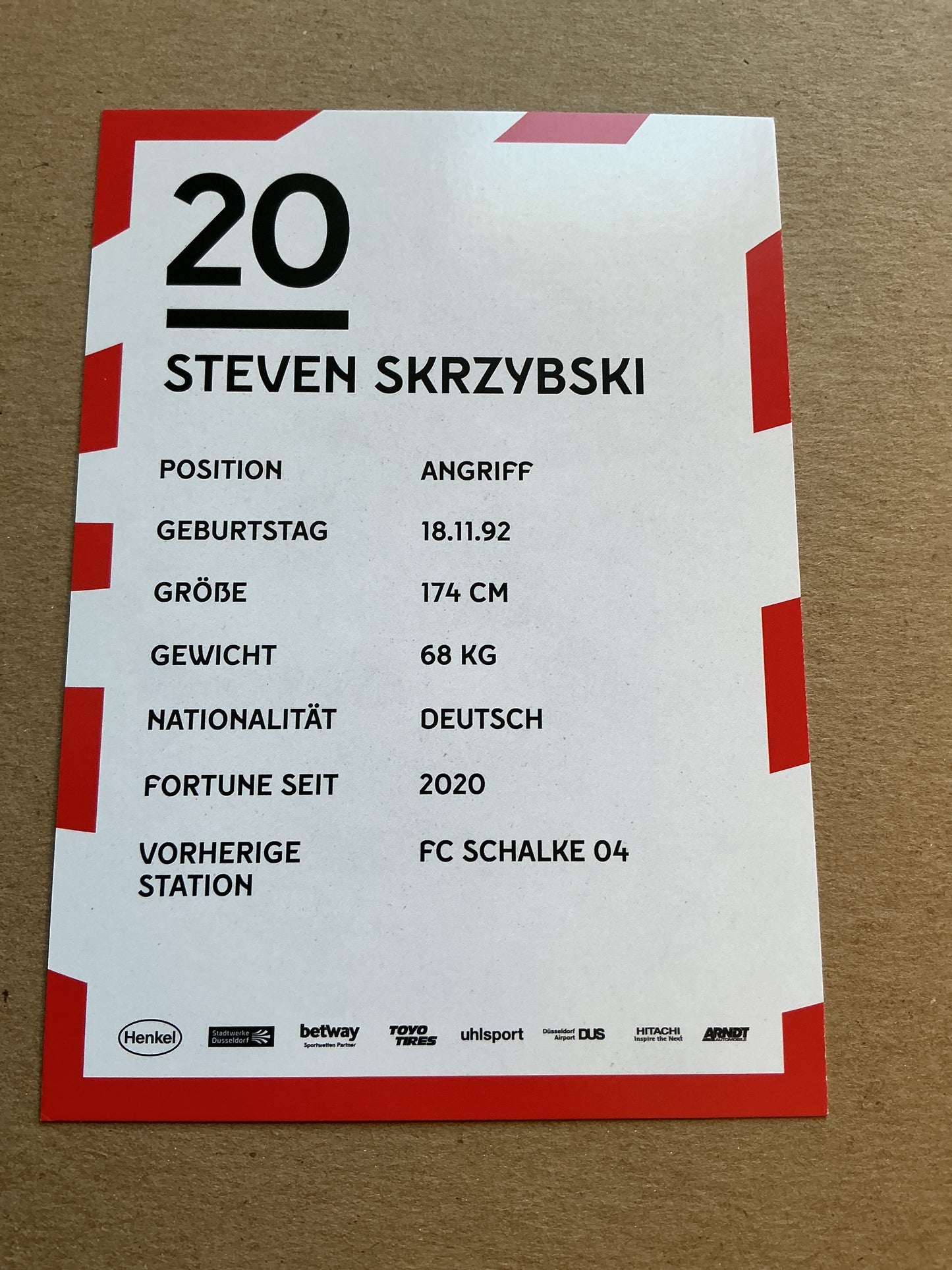 Steven Skrzybski, Germany 🇩🇪 Fortuna Düsseldorf 2019/20 hand signed