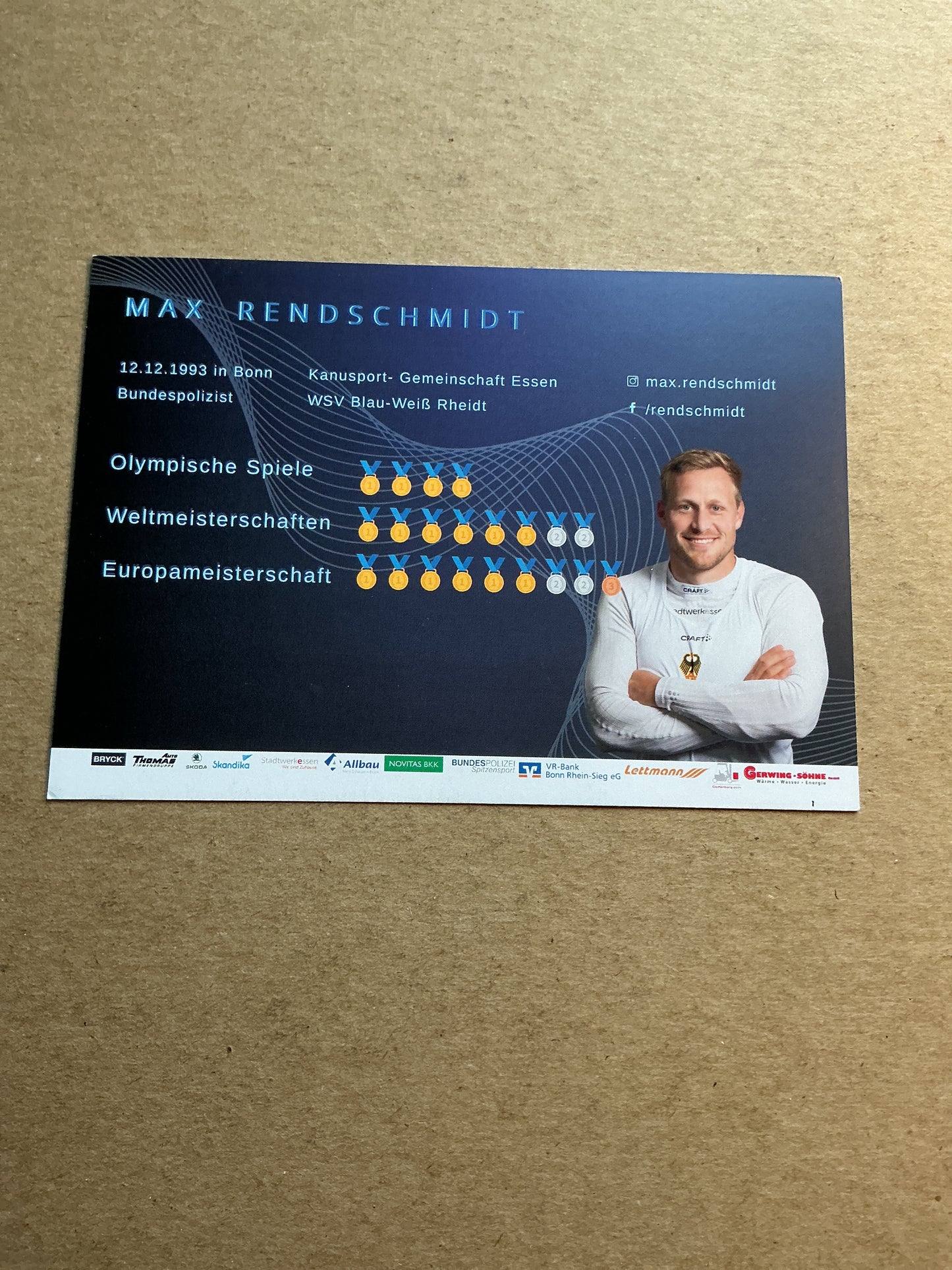 Max Rendschmidt, Germany 🇩🇪 Canoeing Summer Olympics 2024 hand signed