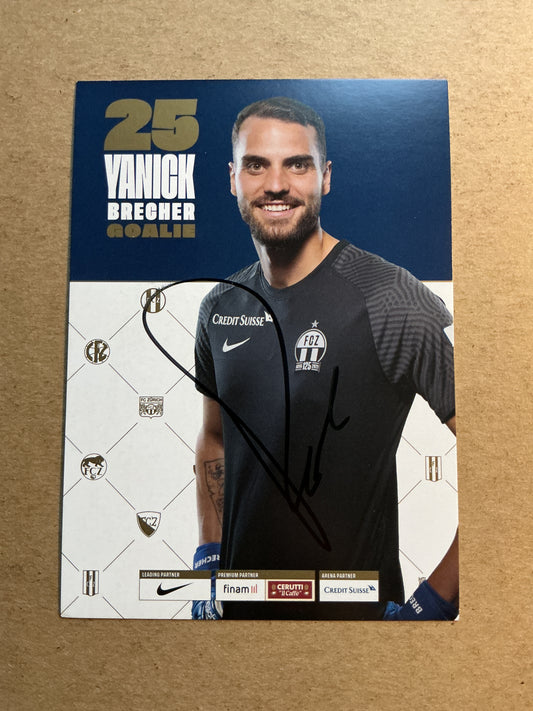 Yanick Brecher, Switzerland 🇨🇭 FC Zürich 2021/22 hand signed