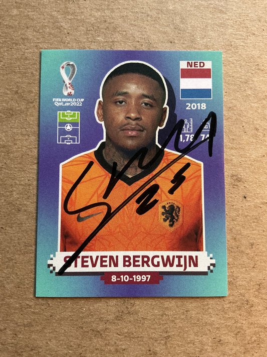 Steven Bergwijn, Netherlands 🇳🇱 FIFA World Cup 2022 Panini hand signed