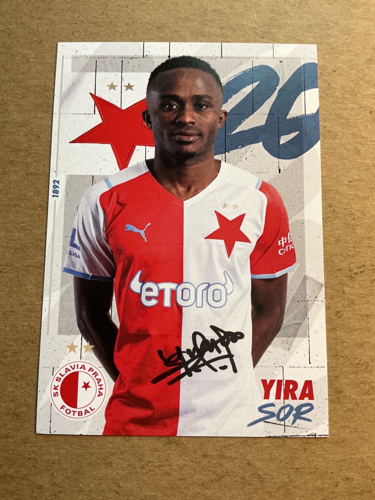 Yira Sor, Nigeria 🇳🇬 SK Slavia Prague 2021/22 hand signed