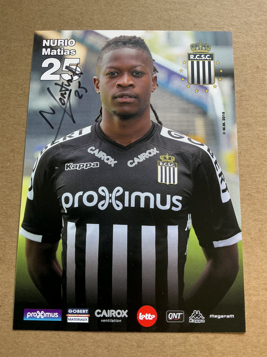 Nurio Matias, Angola 🇦🇴 Sporting Charleroi 2018/19 hand signed