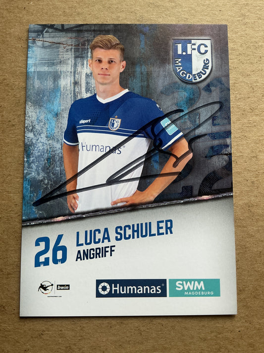 Luca Schuler, Germany 🇩🇪 1.FC Magdeburg 2021/22 hand signed