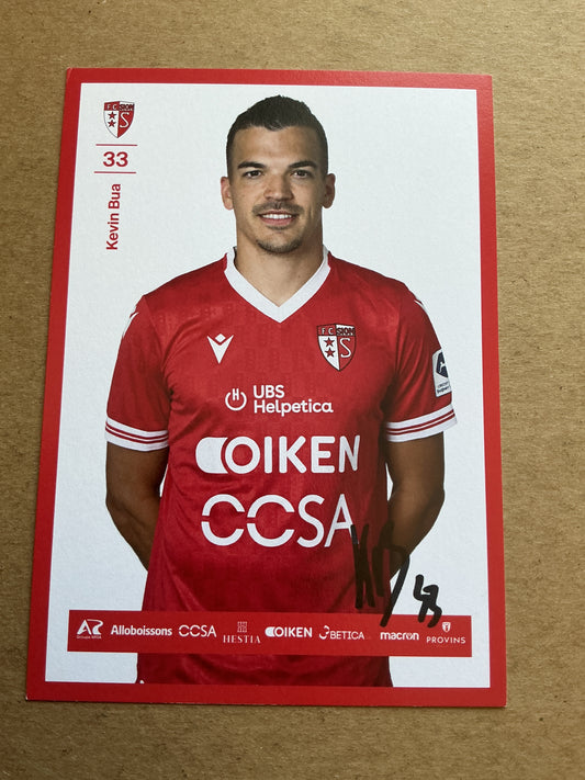 Kevin Bua, Switzerland 🇨🇭 FC Sion 2024/25 hand signed